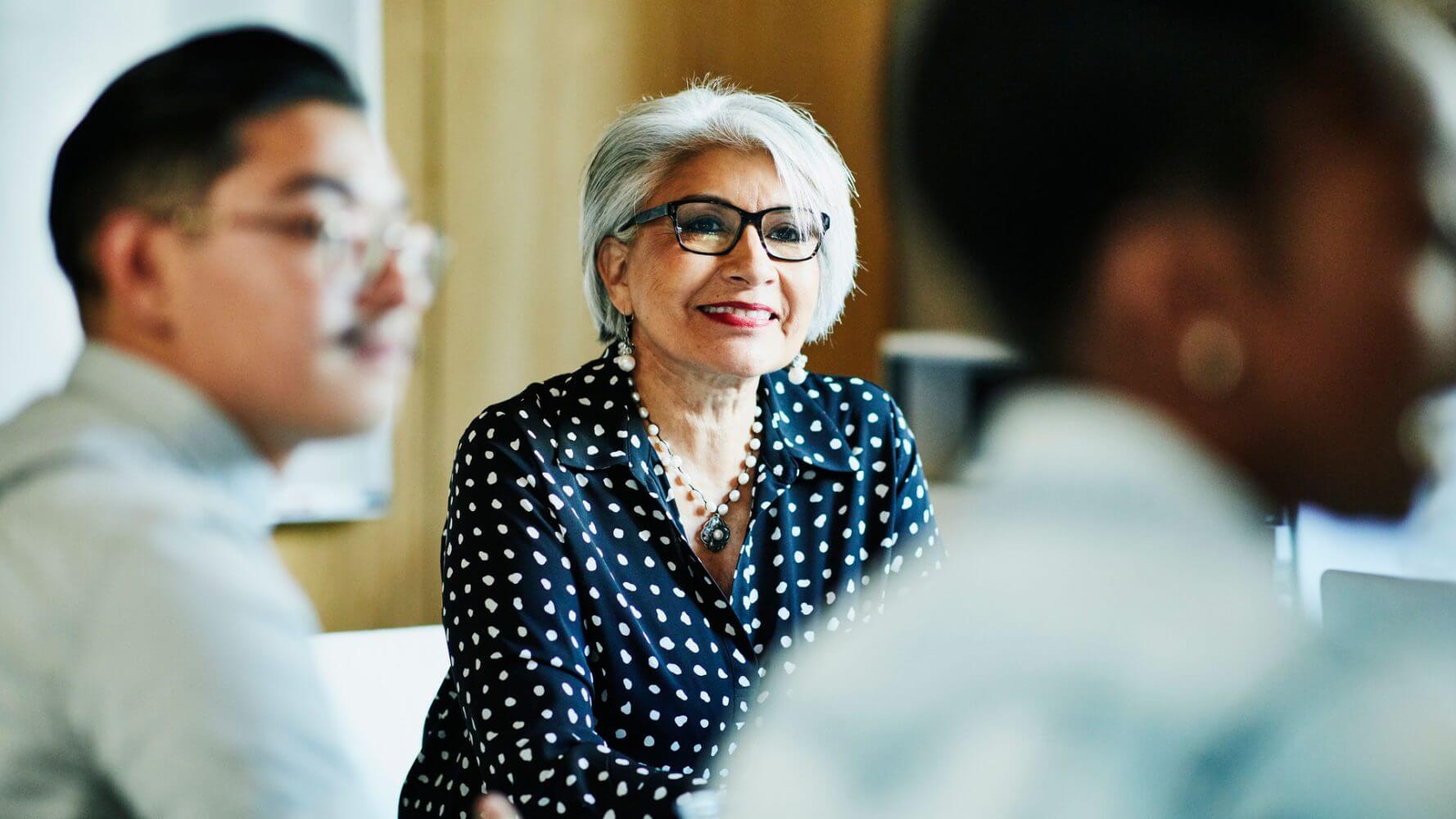 Woman looks eager to listen during presentation