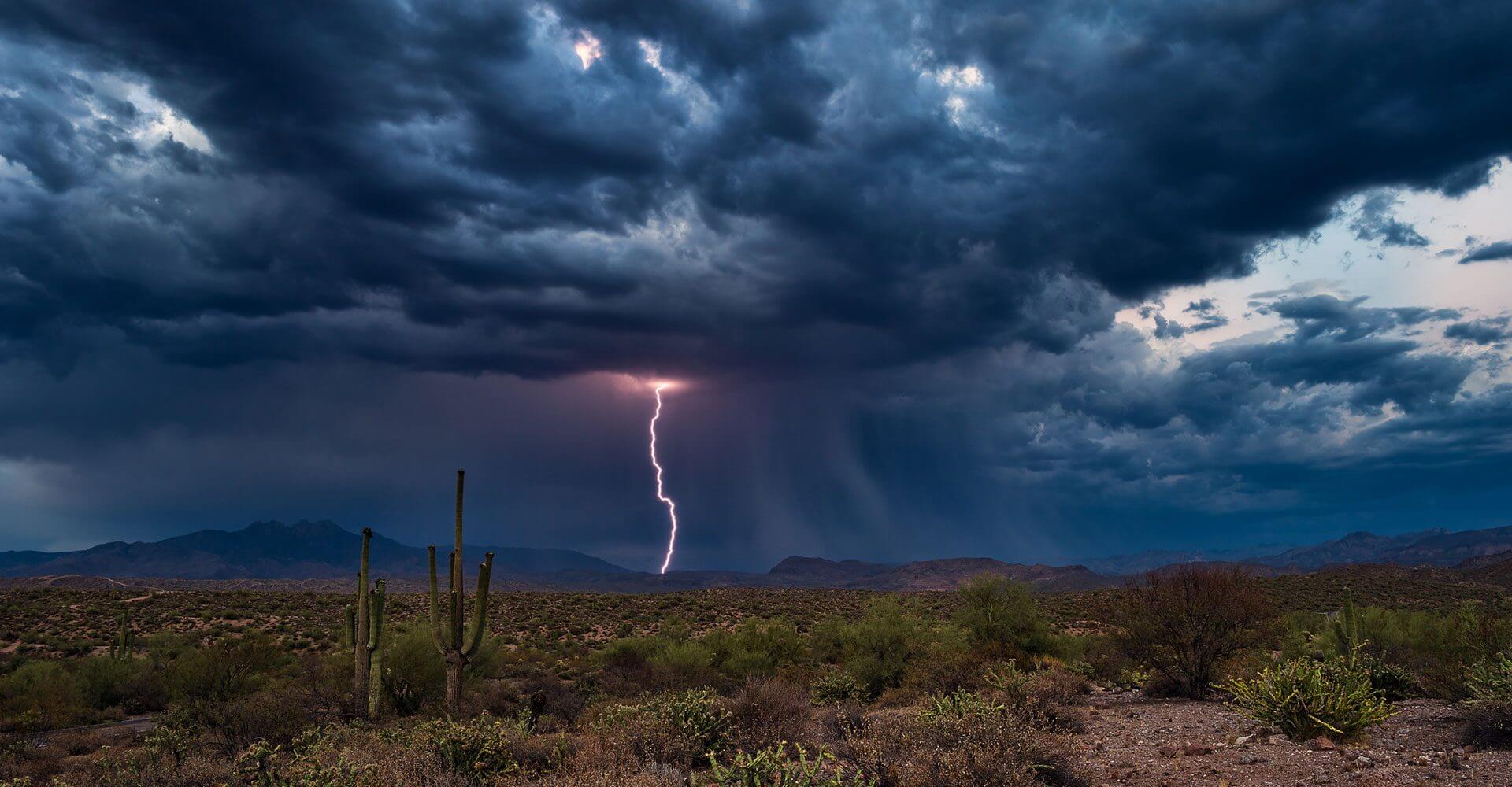 Lightning strikes in the desert, stock market dog days