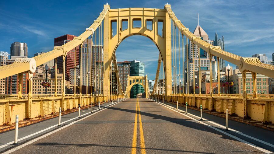 View Of Bridge In City Against Sky in Pittsburgh USA