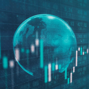 Globe with a financial forecast overlay