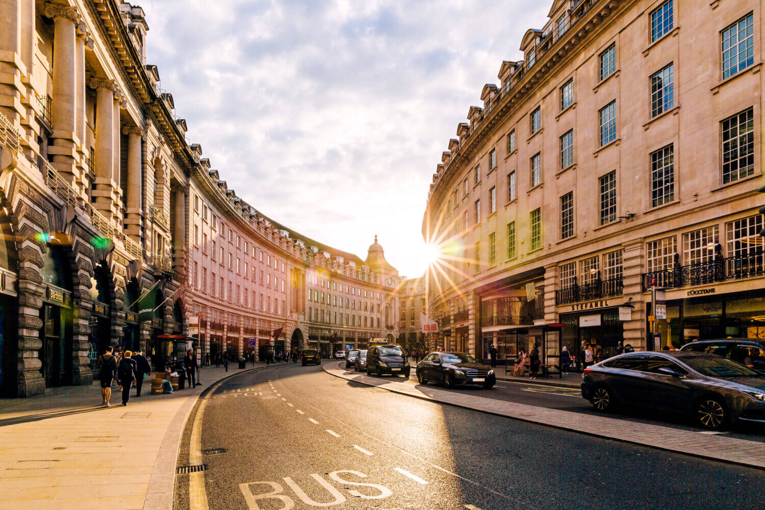 Regent Street at sunset, London, England, UK
