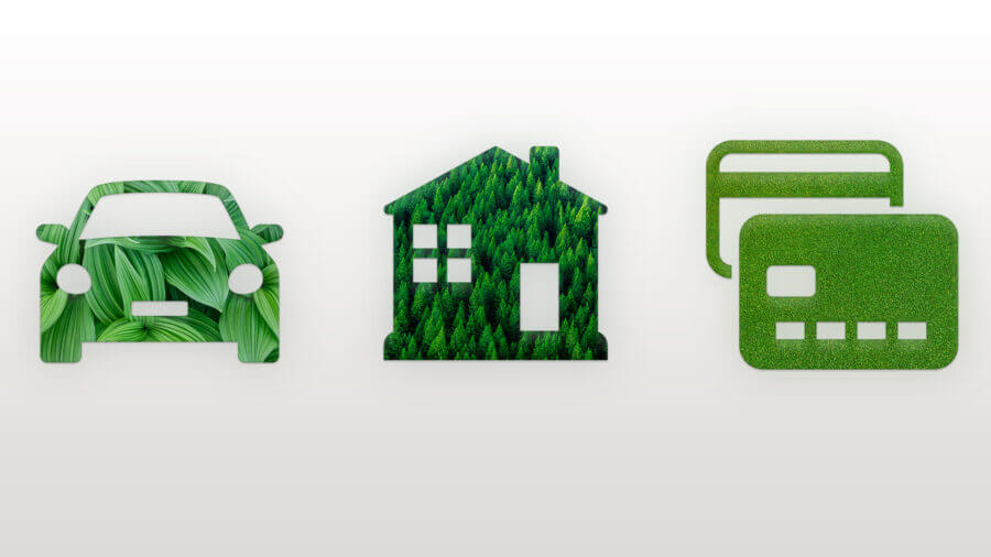 Security types icons with natural green vegetation patterns.