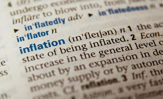 Inflation, word, dictionary, close up