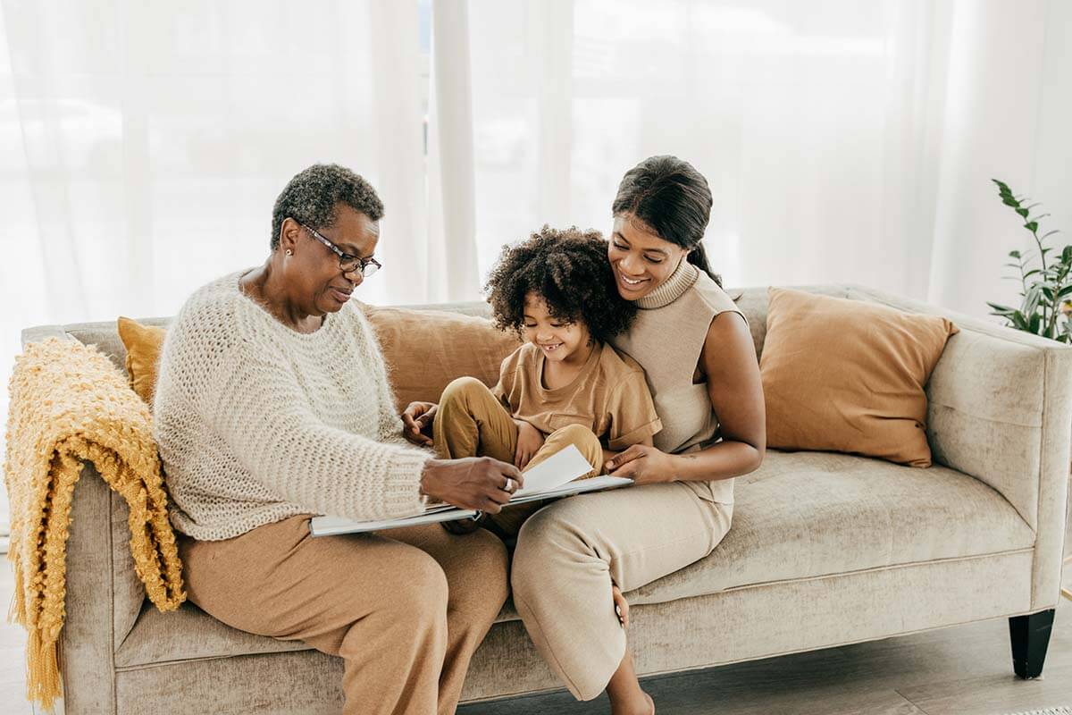 Grandmother spending time with daughter and granddaughter