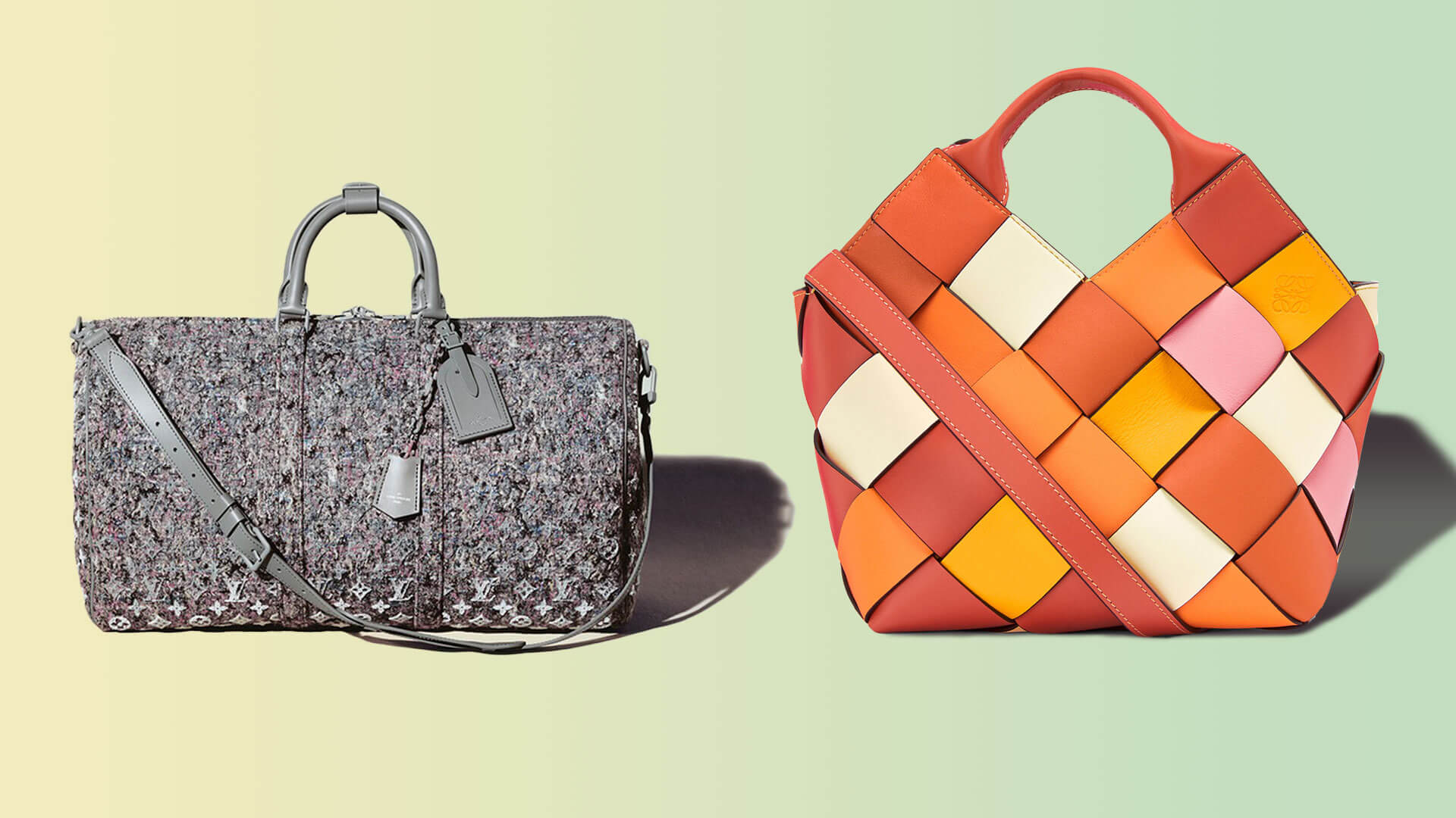 Louis Vuitton label multi-bag purse, features two layered handbags