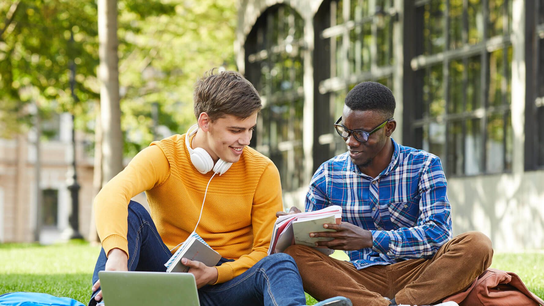 College students working together at a small private college.